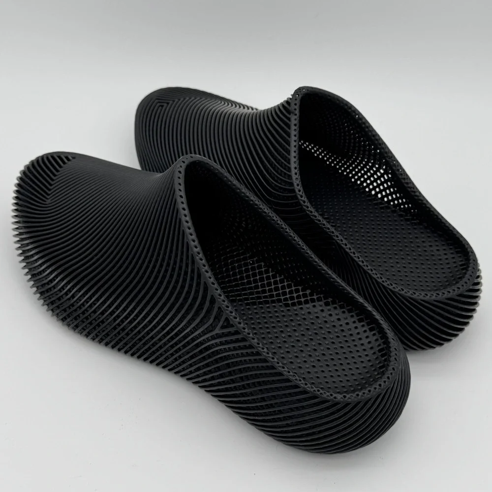PollyFab Air Wave 3D Printed Clogs Unisex Adult 39 Black Lattice Slip On Shoes